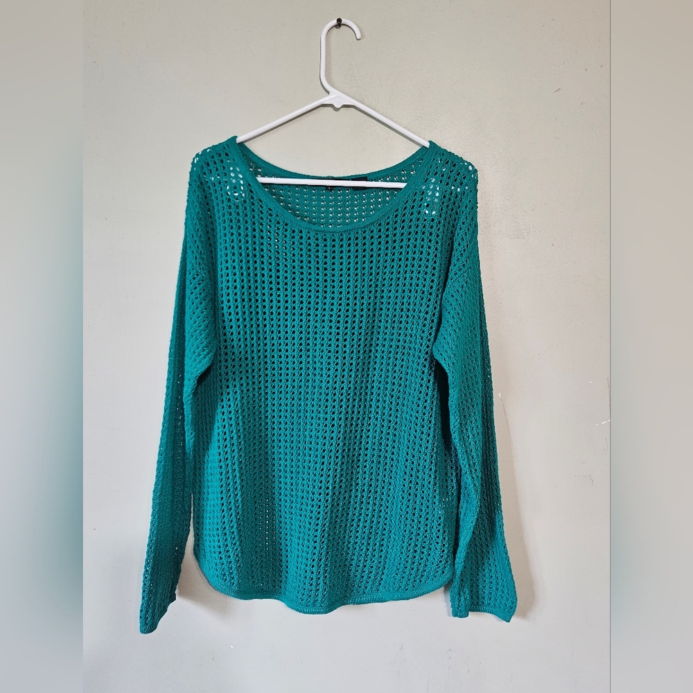 💚Jeanne Pierre  Techno Knit Cotton Pullover Sweater Size L💛💚